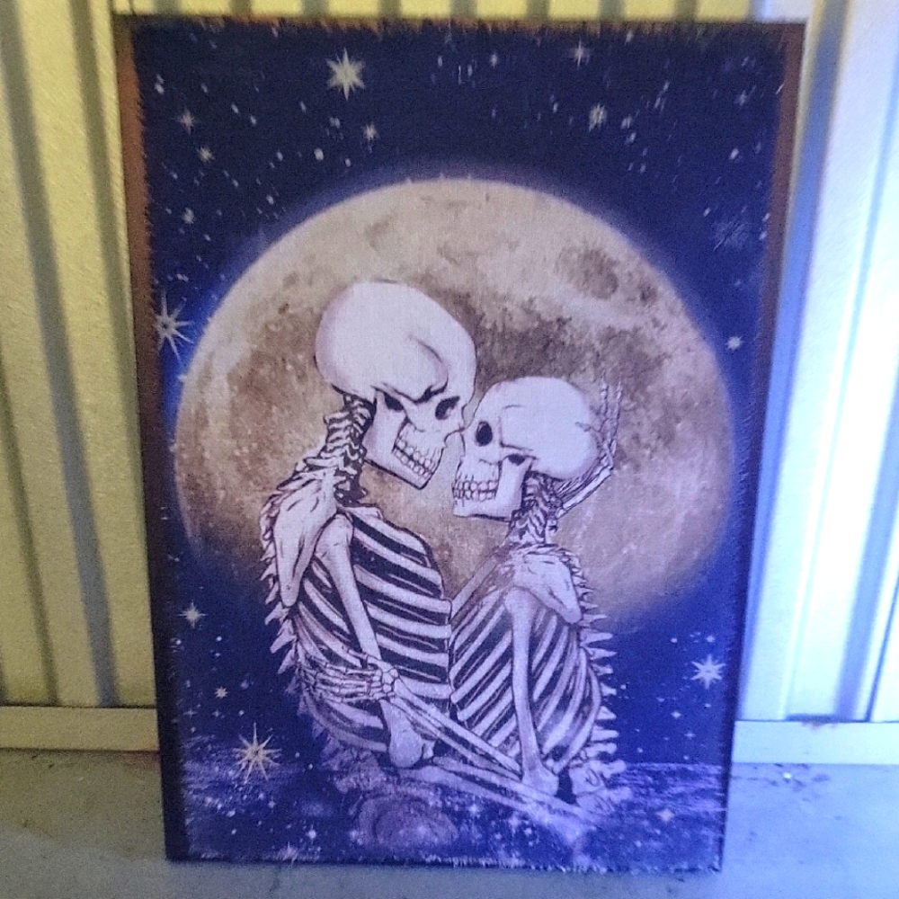 Romantic Skeletons Under Moonlight Wall Art